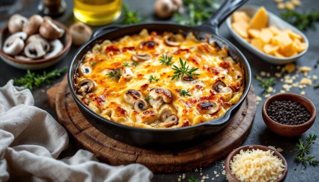 Ideal für den Abend: Hähnchen-Champignon-Gratin