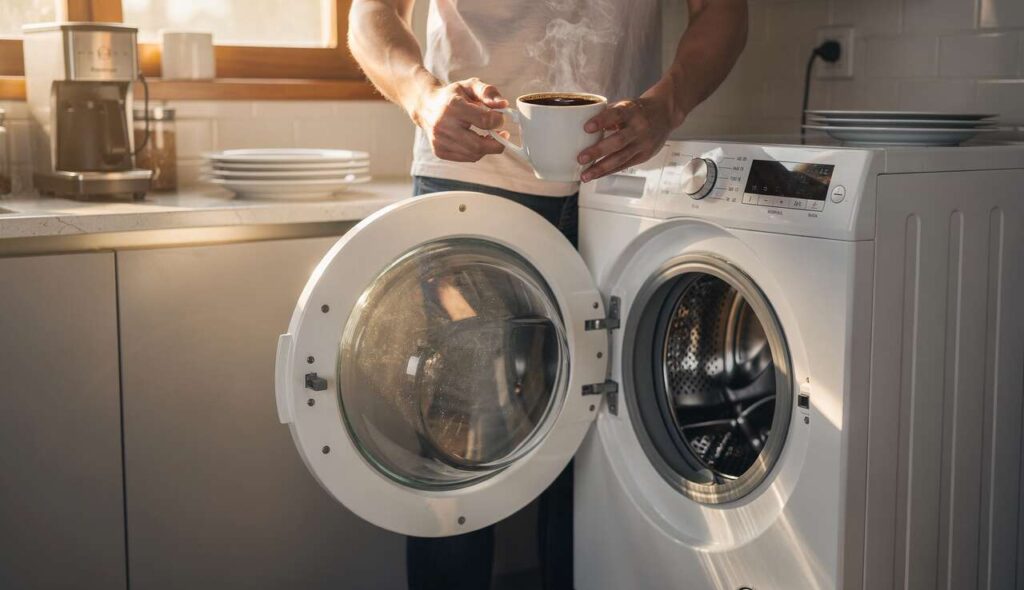 Klingt seltsam, aber sollten Sie versuchen: Kippen Sie Kaffee in die Waschmaschine